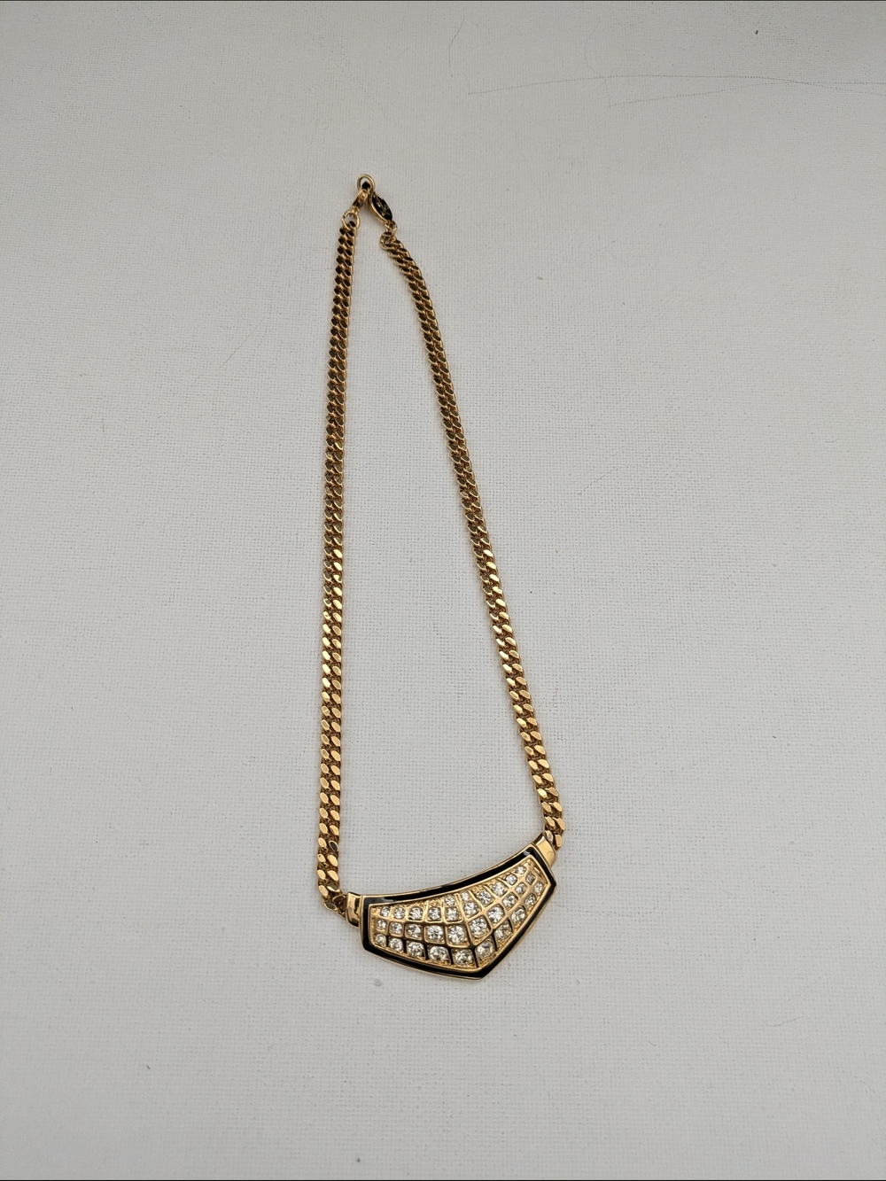 Vintage Vendome Gold-plated Pavé Bar Necklace - Women Jewelry - Picture 5 of 5